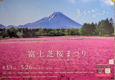 <富士芝桜まつり>ポスター 河口湖駅の観光名所--富士芝桜まつり