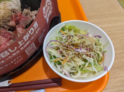 <ペッパーランチ>サラダ 南延岡駅の鉄板焼き--ペッパーランチ イオン延岡店
