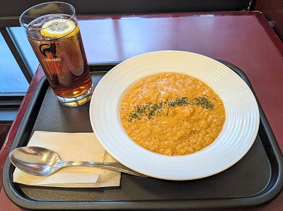 <カフェ・ベローチェ>海老のトマトクリームリゾット 新橋駅周辺のカフェ--カフェ・ベローチェ 新橋三丁目店